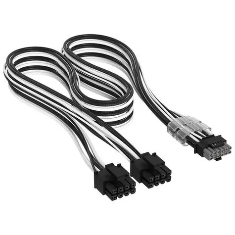 Corsair Premium Sleeved 12V-2x6 kabel černo-bílá / 2x PCIe 8-pin / pro modulární zdroje Type 4