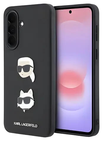 Karl Lagerfeld Liquid Silicone Metal Karl and Choupette černá / Zadní kryt / Samsung Galaxy A37