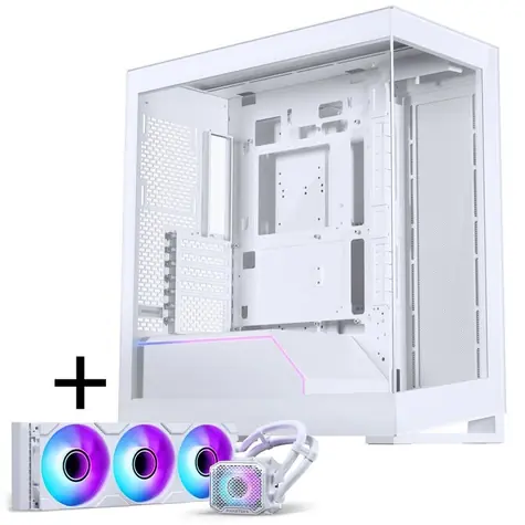 PHANTEKS NV5 MK2 + Glacier One 360M25 Gen2 bílá / Sada skříň ATX + AIO vodní chladič / Tempered Glass / 360mm / DRGB