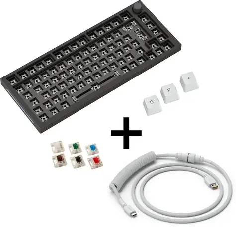 Glorious GMMK Pro White on Black 75% TKL / herní klávesnice / mechanická / spínače Gateron Clear / GPBT keycaps / RGB