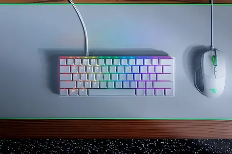 Razer Huntsman Mini - Mercury Ed. bílá / Herní klávesnice / mechanická / drátová / spínače Razer Optical / ISO DE