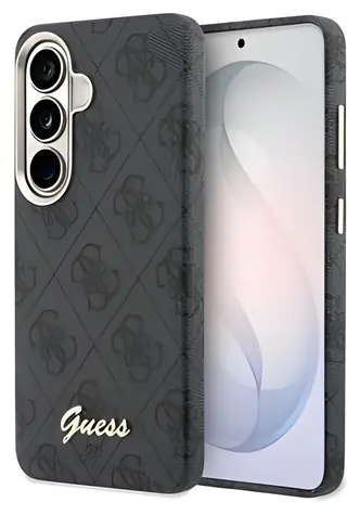Guess PU 4G Script Metal Logo Magnetic černá / Zadní kryt / Samsung Galaxy S26 / MagSafe