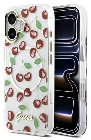 Guess IML Glitter Cherry iPhone 17 / Zadní kryt / MagSafe
