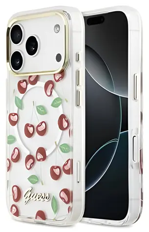 Guess IML Glitter Cherry MagSafe / Zadní kryt / iPhone 17 Pro