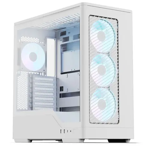 Aerocool D520A bílá / Skříň / Midi Tower / ATX / tvrzené sklo / RGB