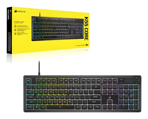 Corsair K55 Core RGB černá / Herní klávesnice / Rubber Dome / RGB LED podsvícení / DE layout / USB