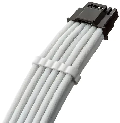 CableMod PRO ModMesh C-Series 12VHPWR StealthSense bílá / PCIe napájecí kabel / 16-pin na 90° 16-pin