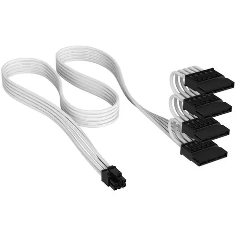 Corsair Premium Sleeved bílá / SATA napájecí kabel / 4x konektor / pro modulární zdroje / Type 5
