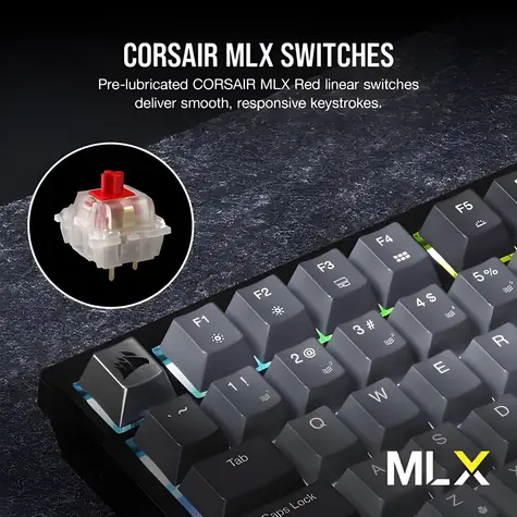 Corsair Gaming K65 Plus Wireless černá, šedá / Mechanická herní klávesnice / 75% / RGB / MLX Red