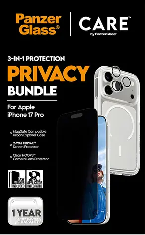 PanzerGlass Bundle 3v1 Privacy / Ochranná sada / iPhone 17 Pro / Temperované sklo / 0,74 mm