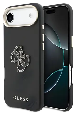 Guess PU Grained 4G Resin Metal Logo iPhone Air černá / Zadní kryt / PU kůže / kovové logo