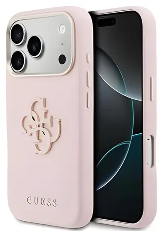 Guess PU Grained 4G Resin Metal Logo růžová / Zadní kryt / pro iPhone 17 Pro