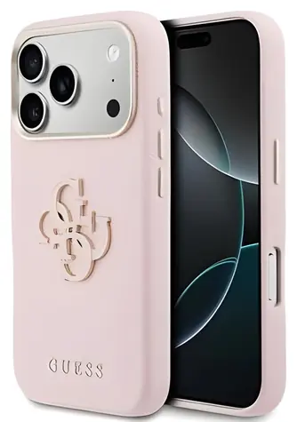 Guess PU Grained 4G Resin Metal Logo růžová / Zadní kryt / iPhone 17 Pro Max