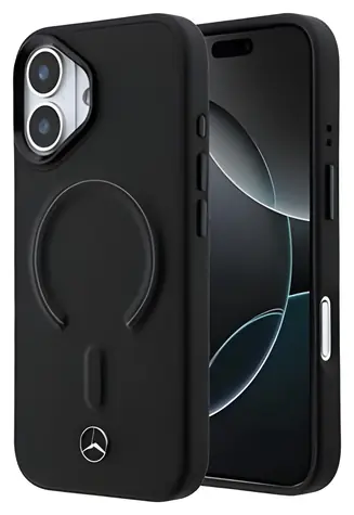 Mercedes PU Leather 3D pro iPhone 17 černá / Zadní kryt / PU kůže / MagSafe
