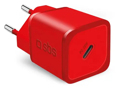 SBS NanoTube červená / Cestovní adaptér / USB-C / GaN / 20 W / PD