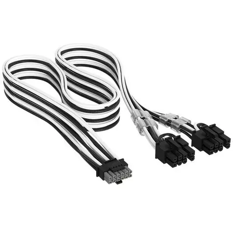 Corsair Premium Sleeved Universal černo-bílá / Napájecí adaptér / 12V-2x6 na 2x PCIe 6+2pin