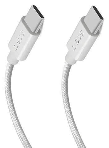 SBS USB-C - USB-C bílá / Kabel / 100 W / Power Delivery / opletený / 1,5 m