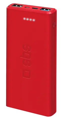 SBS PowerBank 10 000 mAh červená / Powerbanka / 10 W / USB-C, 2x USB-A / Intelligent Charge