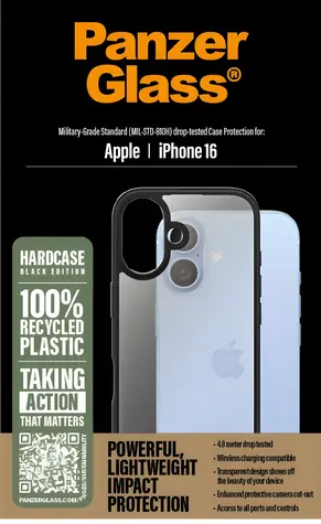 PanzerGlass HardCase černá / Pouzdro / iPhone 16 / TPU