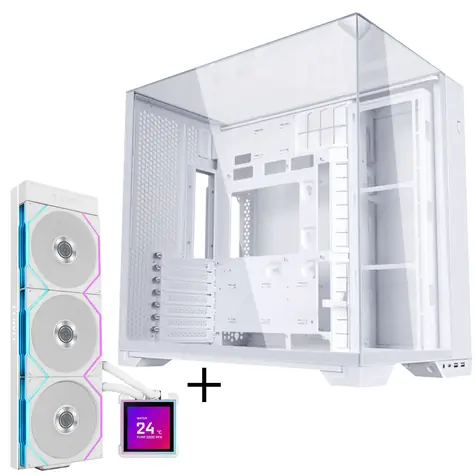 Lian Li O11 Vision Compact + HydroShift II LCD-S 360TL bílá / Bundle skříň + AiO chlazení / 360 mm / LCD / Intel + AMD