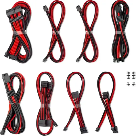 CableMod PRO ModMesh C-Series černo-červená / Sada kabelů / Corsair RMi & RMx / 12VHPWR / Dual StealthSense