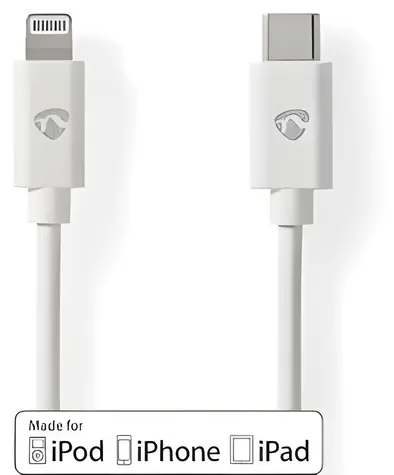 Nedis Lightning kabel 2 m bílá / Datový kabel / USB-C (M) - Lightning 8-pin (M) / USB 2.0 / 480 Mbps