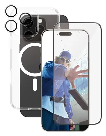 PanzerGlass CARE Bundle iPhone 16 Pro Max čirý / Ochranná sada / Tvrzené sklo UWF + Hoops + kryt Urban Combat