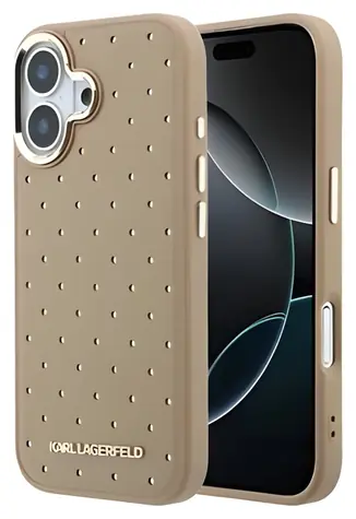 Karl Lagerfeld PU Perforated Gold Dots béžová / Zadní kryt / iPhone 17 / MagSafe