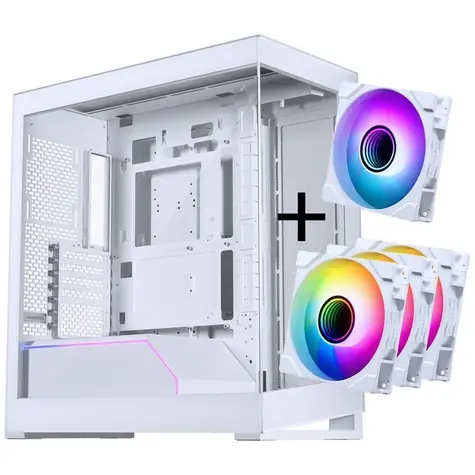 PHANTEKS NV5 MK2 Kit bílá / Skříň / E-ATX / Tempered Glass / D-RGB / 3× M25 Gen2 Reverse Blade + 1× ventilátor 120 mm