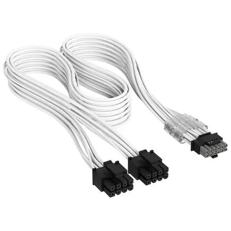 Corsair Premium Sleeved Type 4 bílá / Napájecí kabel / 2x 8-pin PCIe - 12V-2x6 / pro modulární zdroje / Sleeved