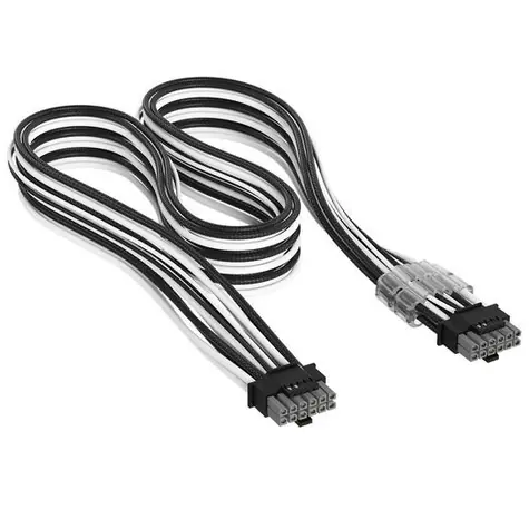 Corsair Premium Sleeved černo-bílá / Napájecí kabel / 12V-2x6 - 12V-2x6 / univerzální