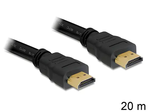 DeLock HDMI kabel High Speed s Ethernetem / A (M) - A (M) / 20 m / 4K / 10,2 Gbit/s / zlaté kontakty