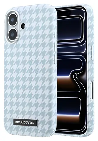Karl Lagerfeld Houndstooth Resin Plate modrá / Zadní kryt / MagSafe / PU / iPhone 17