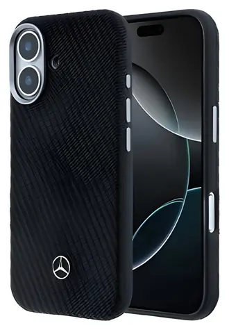 Mercedes PU Leather Wood Semi Wrap černá / Zadní kryt / MagSafe / pro iPhone 17
