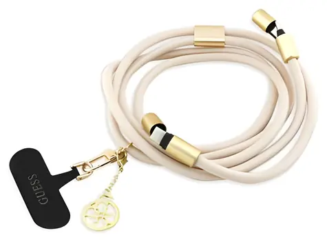 Guess 4G Charm béžová / Nabíjecí crossbody popruh / USB-C/USB-C
