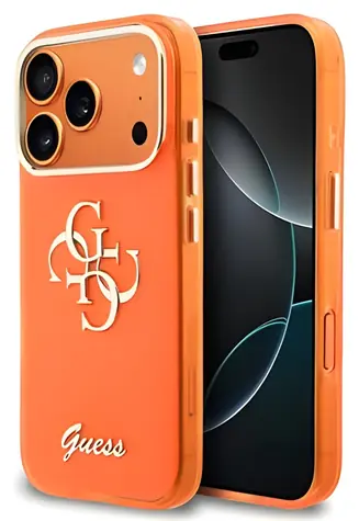 Guess IML 4G Script Metal Logo oranžová / Zadní kryt / iPhone 17 Pro