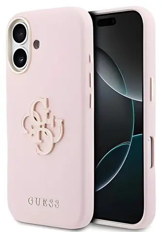 Guess PU Grained 4G Resin Metal Logo růžová / Zadní kryt / pro iPhone 17