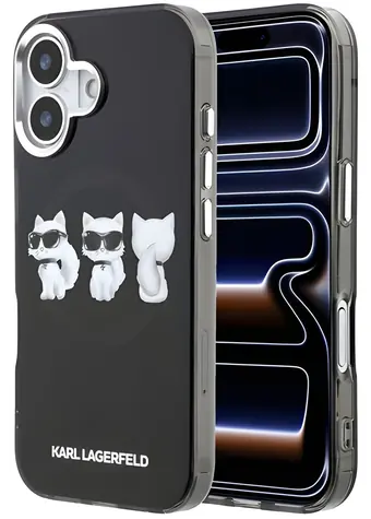 Karl Lagerfeld IML Choupette Trio Watercolor černá / Zadní kryt / MagSafe / iPhone 17