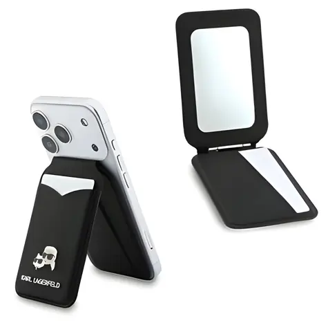 Karl Lagerfeld Mirror černá / Peněženka s přihrádkou na kartu a stojánkem / MagSafe