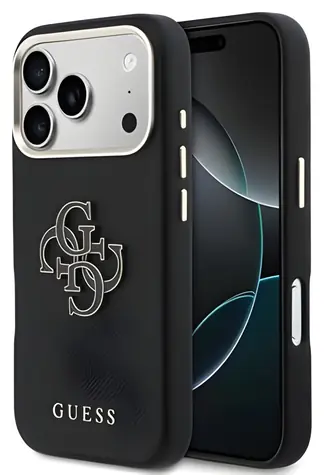 Guess PU Grained 4G Resin Metal Logo černá / Zadní kryt / pro iPhone 17 Pro Max