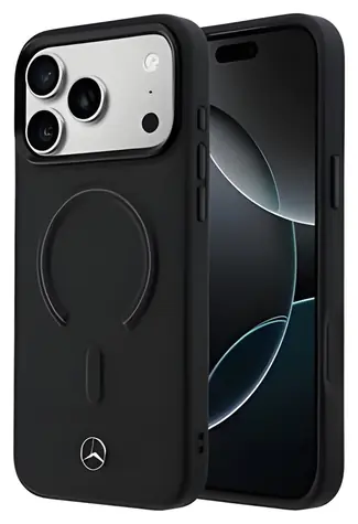 Mercedes PU Leather 3D pro iPhone 17 Pro černá / Zadní kryt / PU kůže / MagSafe