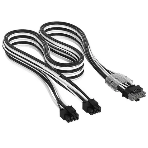 Corsair Premium Sleeved černo-bílá / Napájecí kabel / 2x 8-pin - 12V-2x6 / pro zdroje Type-5