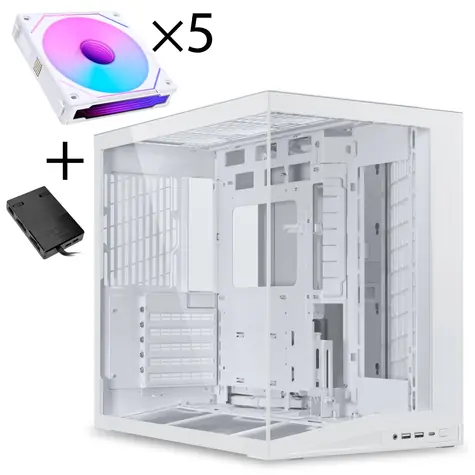 Lian Li O11 Dynamic Mini V2 Flow UNI FAN SL-INF Edition bílá / PC skříň / 5ks 120mm ARGB Reverse Blade PWM