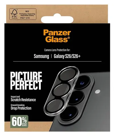 PanzerGlass PicturePerfect černá / Ochranný kryt objektivu / Samsung Galaxy S26, S26+ / Tvrzené sklo