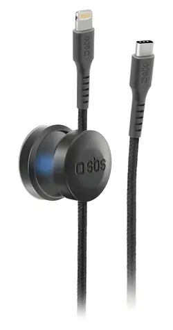 SBS černá / Kabel USB-C - Lightning / MFI / 18 W / 2 m / magnetický držák