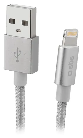 SBS stříbrná / Kabel USB-A - Lightning / 10 W / 1 m / MFI