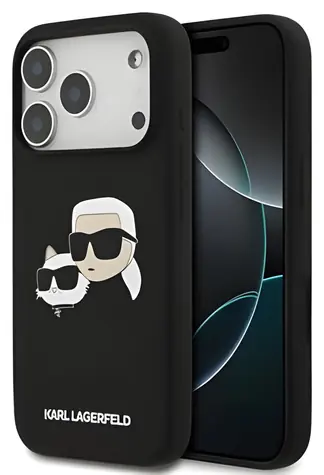 Karl Lagerfeld Liquid Silicone Double Heads MagSafe černá / Zadní kryt / iPhone 17 Pro