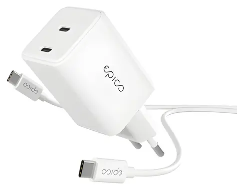Epico UltraBoost EA45 GaN bílá / Síťový adaptér / 45W / kabel 1.2m USB-C na USB-C