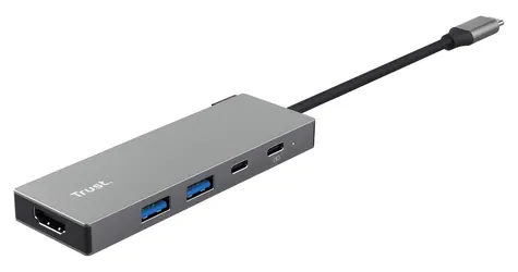 Trust Dalyx 5-in-1 stříbrná / USB-C hub / HDMI 4K 60Hz / 2x USB-A / 2x USB-C / PD 85W
