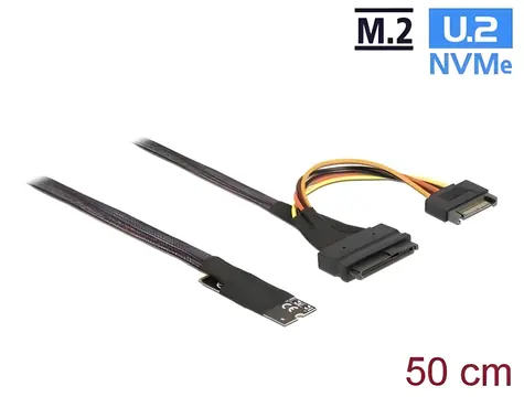 DeLock M.2 Key M > U.2 SFF-8639 NVMe / Kabel / 50 cm